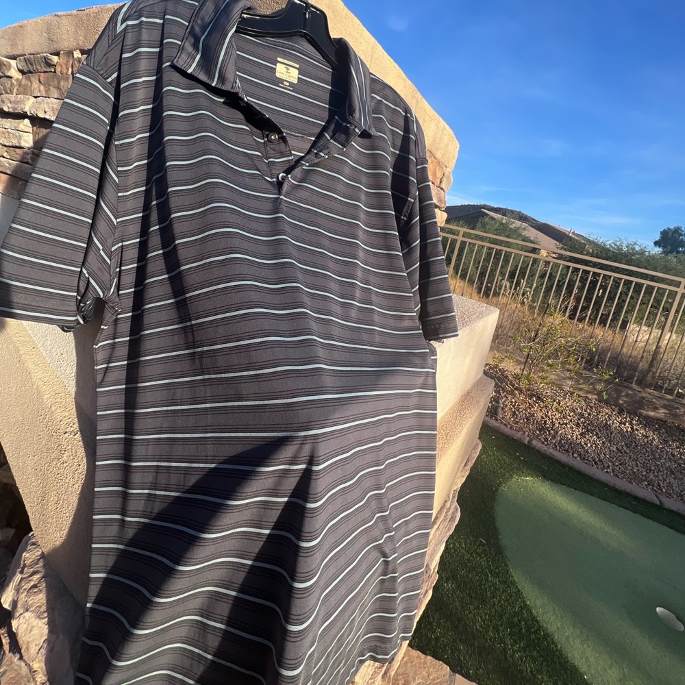Lone Cypress gray striped golf shIrt mens size XXL